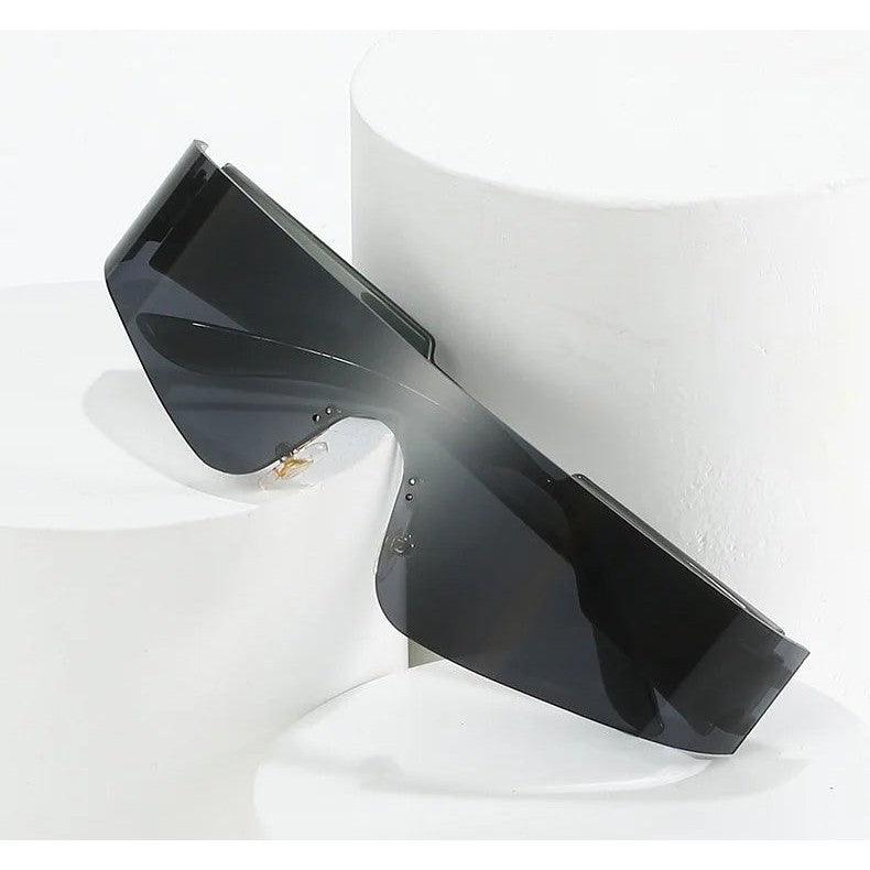 Oversized Rimless Cyberpunk Sport Sunglasses with Mirror Lenses - Lucid Fantasy 