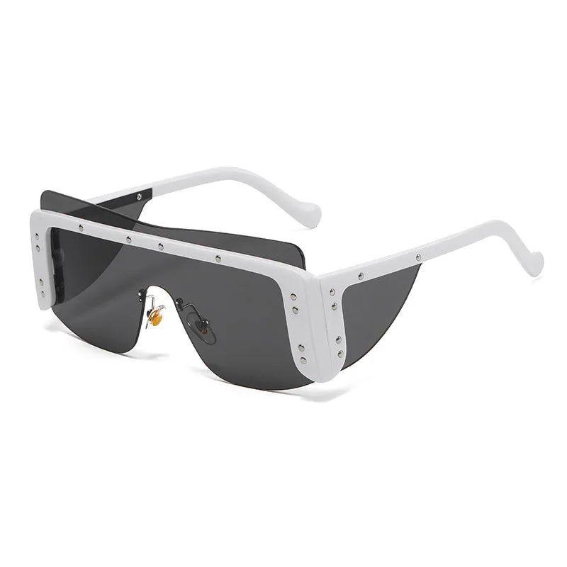 Oversized Rimless Square Shield Sunglasses - Trendy Fashion Eyewear Frames - Lucid Fantasy 