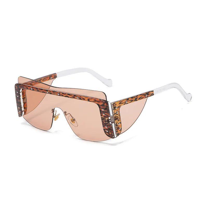 Oversized Rimless Square Shield Sunglasses - Trendy Fashion Eyewear Frames - Lucid Fantasy 