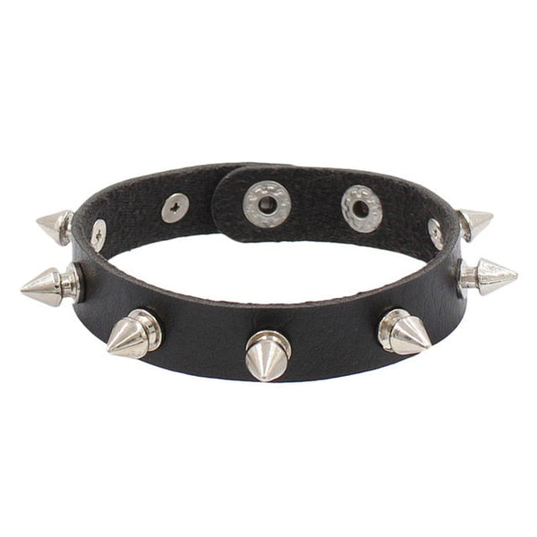 PU Leather Rivet Buckle Wristband Jewelry Gothic Punk Bracelet - Black Mix