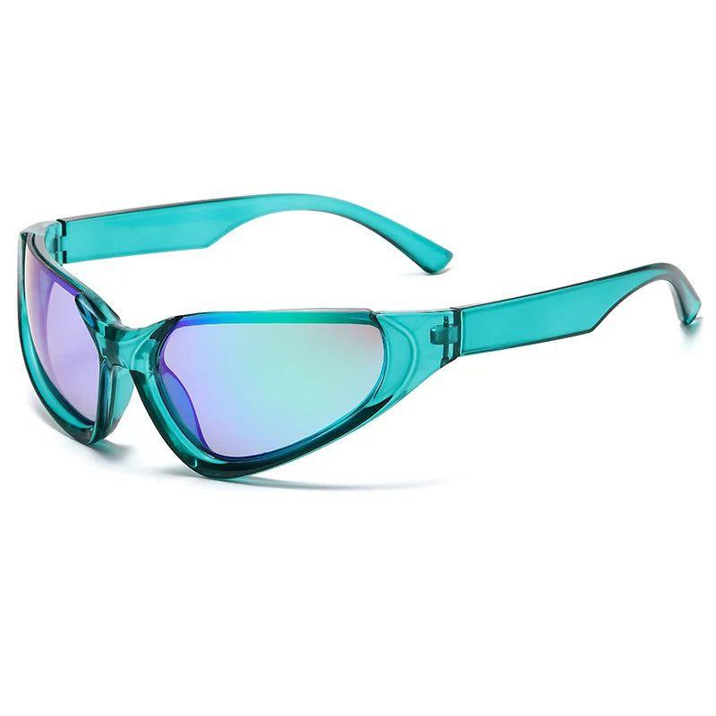 Punk-Inspired Semi Rimless Wrap Around Sunglasses with UV400 Protection - Lucid Fantasy 