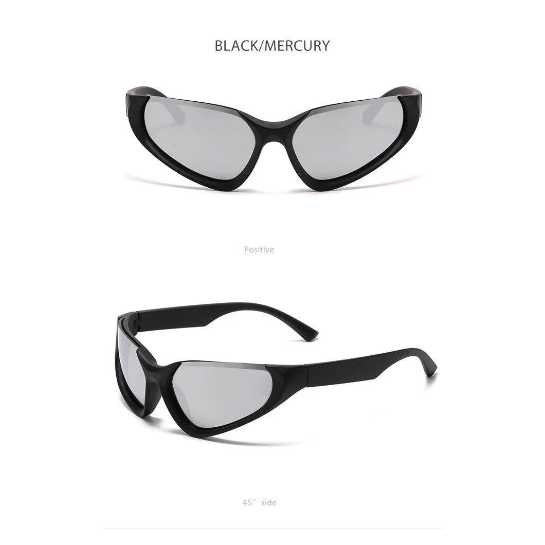 Punk-Inspired Semi Rimless Wrap Around Sunglasses with UV400 Protection - Lucid Fantasy 