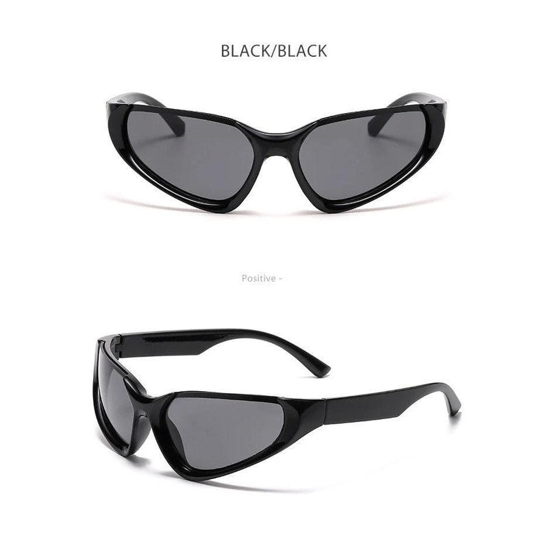 Punk-Inspired Semi Rimless Wrap Around Sunglasses with UV400 Protection - Lucid Fantasy 