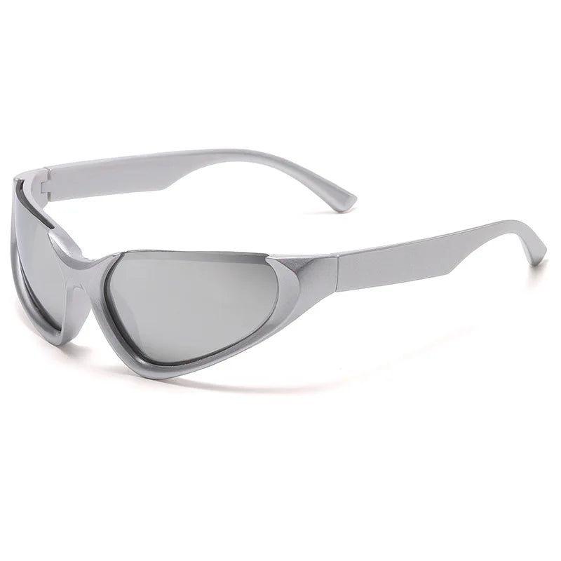 Punk-Inspired Semi Rimless Wrap Around Sunglasses with UV400 Protection - Lucid Fantasy 