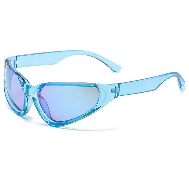 Punk-Inspired Semi Rimless Wrap Around Sunglasses with UV400 Protection - Lucid Fantasy 