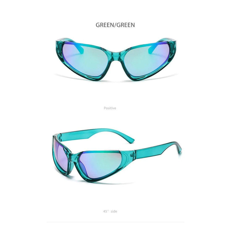 Punk-Inspired Semi Rimless Wrap Around Sunglasses with UV400 Protection - Lucid Fantasy 