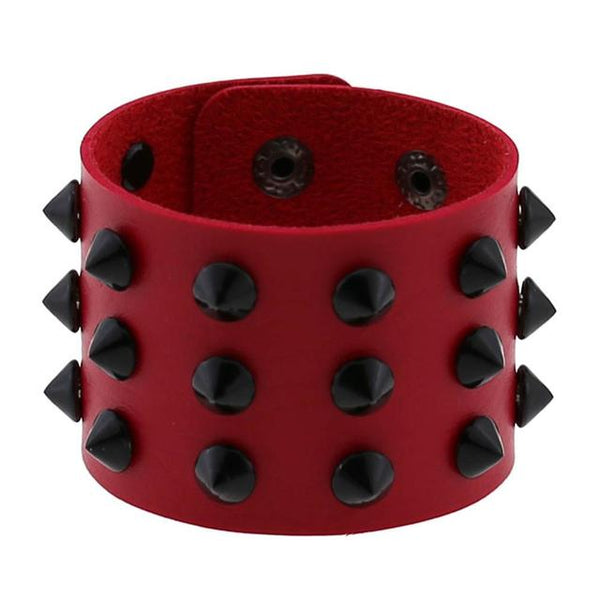Punk Neo Gothic Cuff Wrap Bracelet - Color Black Stud Emo Mix