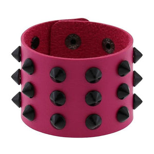 Punk Neo Gothic Cuff Wrap Bracelet - Color Black Stud Emo Mix