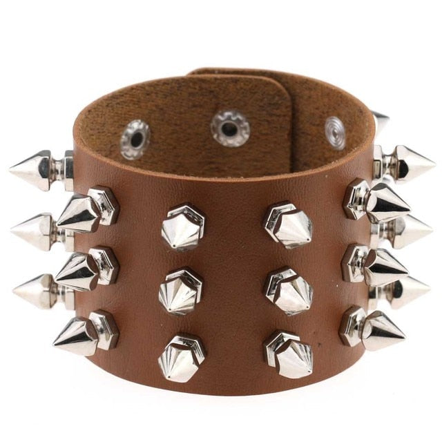 Chrome Silver Black Spiked Spiky Cuffs Wristbands Goth Emo Studded