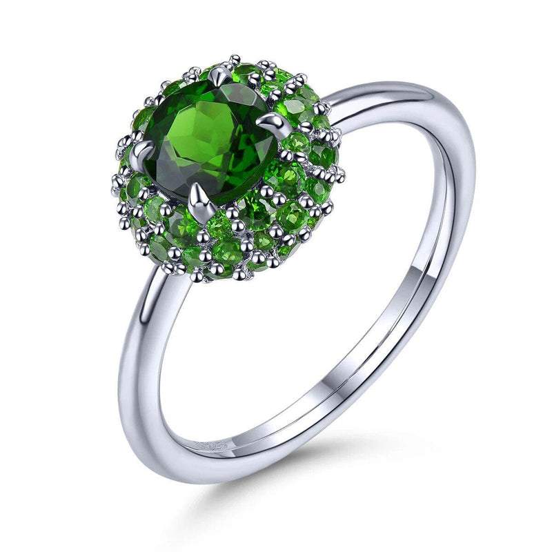 Refined 1.7 Carat Natural Chrome Diopside Sterling Silver Ring - Unique Handcrafted S925 Jewelry - Lucid Fantasy 