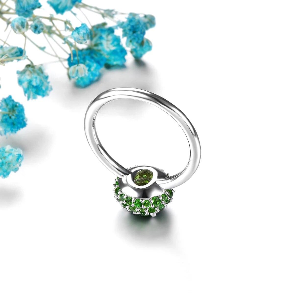 Refined 1.7 Carat Natural Chrome Diopside Sterling Silver Ring - Unique Handcrafted S925 Jewelry - Lucid Fantasy 