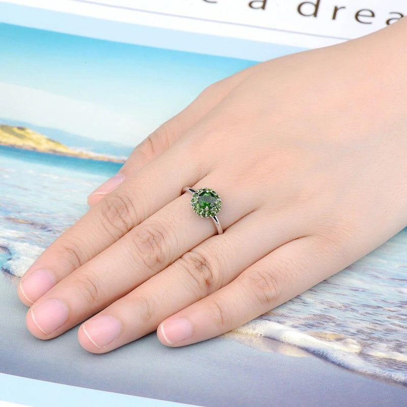 Refined 1.7 Carat Natural Chrome Diopside Sterling Silver Ring - Unique Handcrafted S925 Jewelry - Lucid Fantasy 