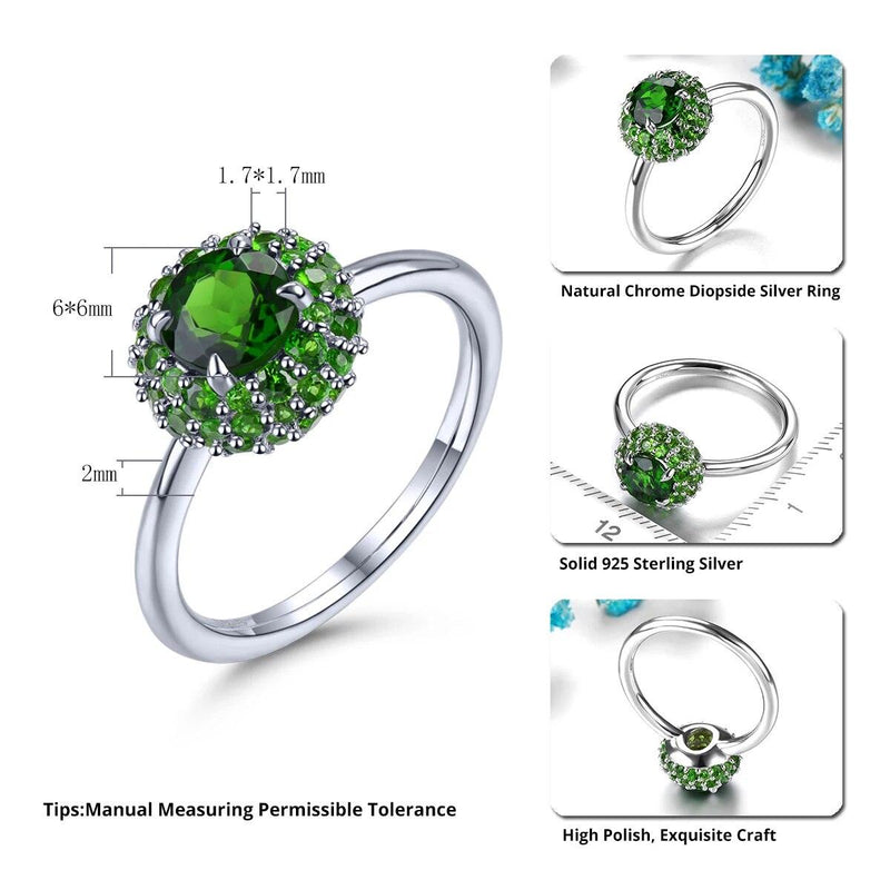 Refined 1.7 Carat Natural Chrome Diopside Sterling Silver Ring - Unique Handcrafted S925 Jewelry - Lucid Fantasy 