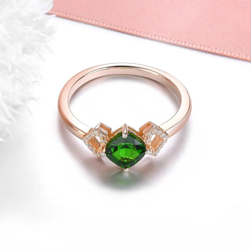 Refined 1 Carat Natural Diopside and Rose Gold Plated Sterling Silver Ring - Lucid Fantasy 