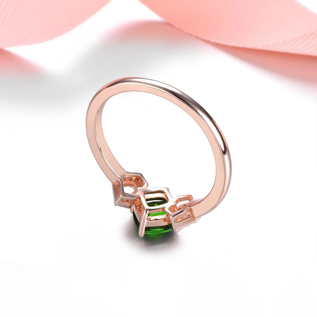 Refined 1 Carat Natural Diopside and Rose Gold Plated Sterling Silver Ring - Lucid Fantasy 