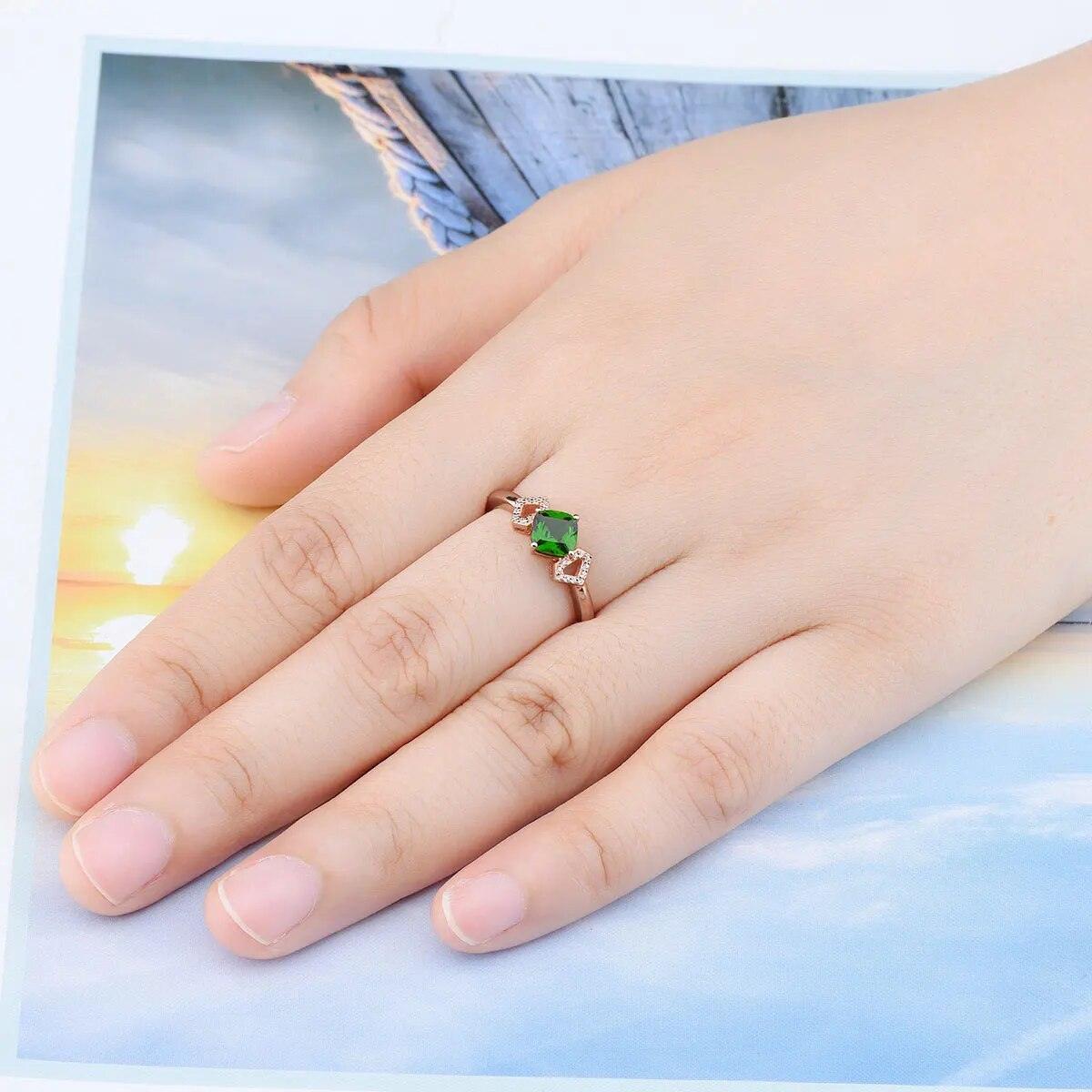 Refined 1 Carat Natural Diopside and Rose Gold Plated Sterling Silver Ring - Lucid Fantasy 