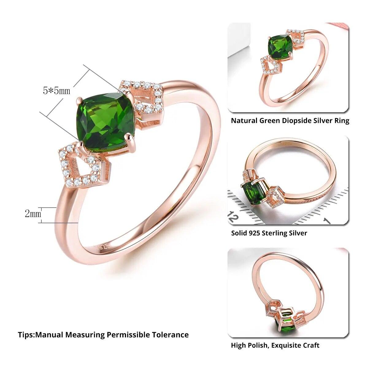 Refined 1 Carat Natural Diopside and Rose Gold Plated Sterling Silver Ring - Lucid Fantasy 