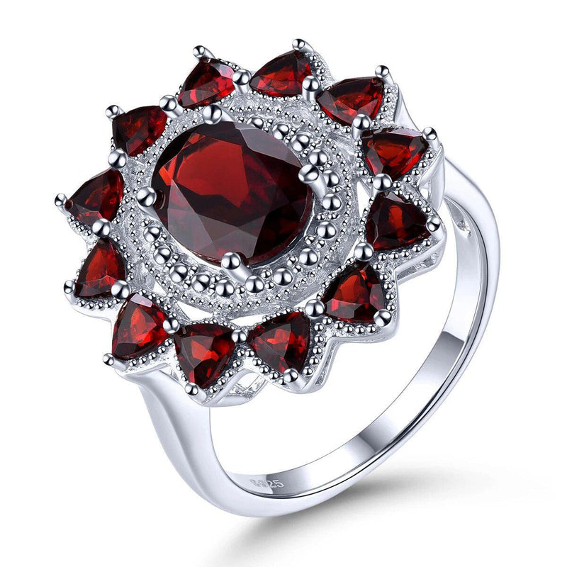 Refined 3.5 Carat Natural Red Garnet S925 Sterling Silver Ring - Lucid Fantasy 