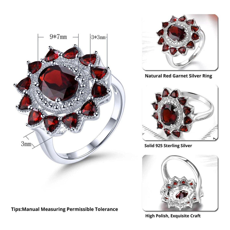 Refined 3.5 Carat Natural Red Garnet S925 Sterling Silver Ring - Lucid Fantasy 