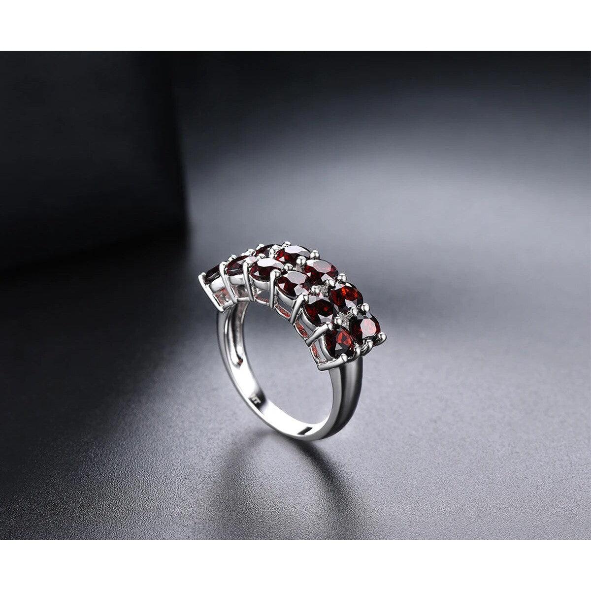 Refined 4.2ct Natural Black Garnet Sterling Silver Ring for Fine Jewelry - Lucid Fantasy 