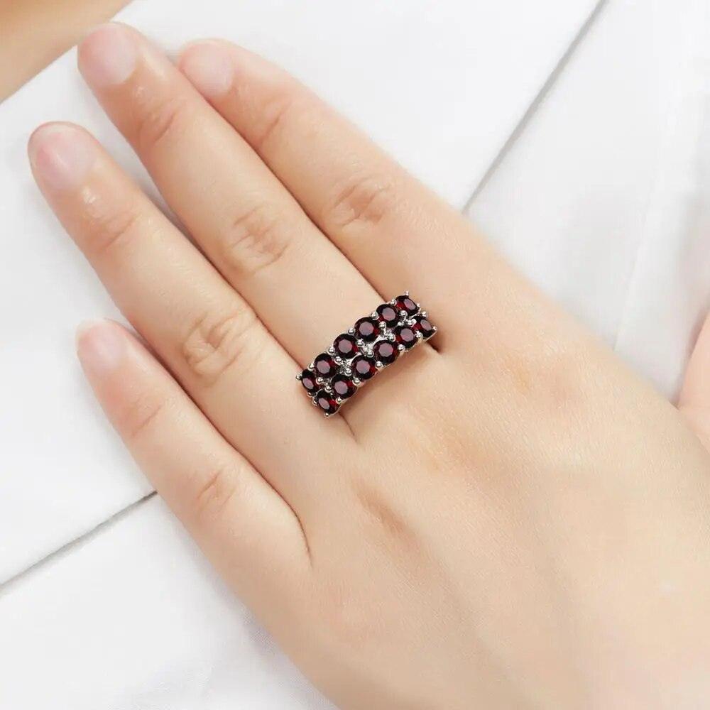 Refined 4.2ct Natural Black Garnet Sterling Silver Ring for Fine Jewelry - Lucid Fantasy 