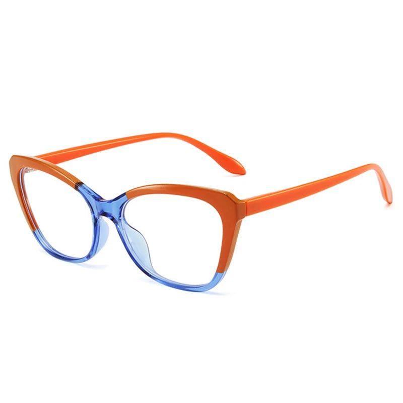 Retro Cat Eye TR90 Anti-Blue Light Glasses with Spring Hinge - Stylish Dual Color Frame - Lucid Fantasy 