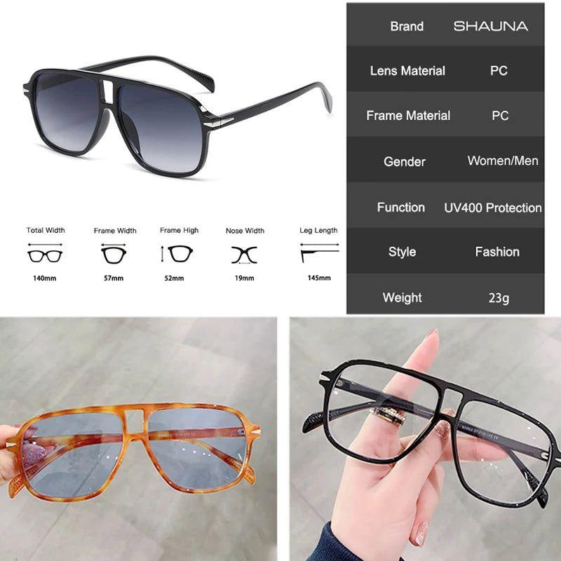 Retro Double Bridge Pilot Sunglasses Gradient Lens UV400 Square Rivets Fashion Shades-Lucid Fantasy