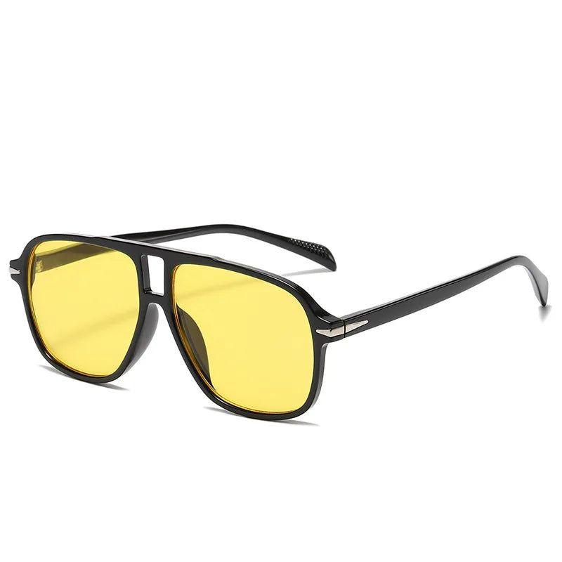 Retro Double Bridge Pilot Sunglasses Gradient Lens UV400 Square Rivets Fashion Shades-Lucid Fantasy