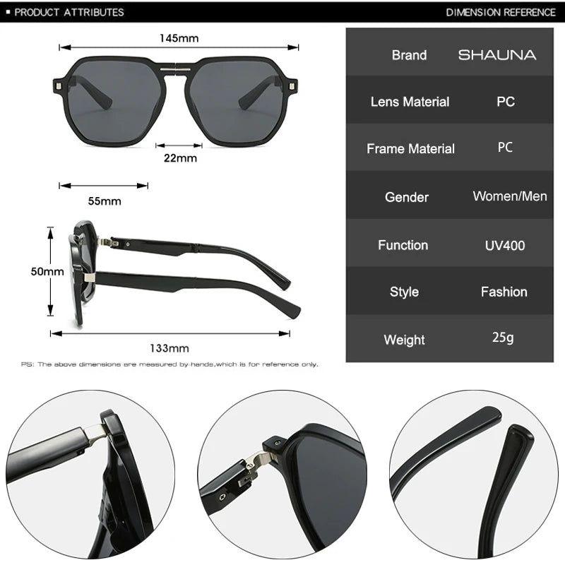 Retro Foldable Polygon Square Sunglasses with UV400 Protection - Lucid Fantasy 