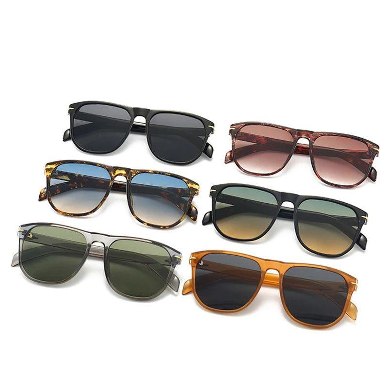 Retro Gradient Square Sunglasses with UV400 Protection and Stylish Rivet Accents - Lucid Fantasy 