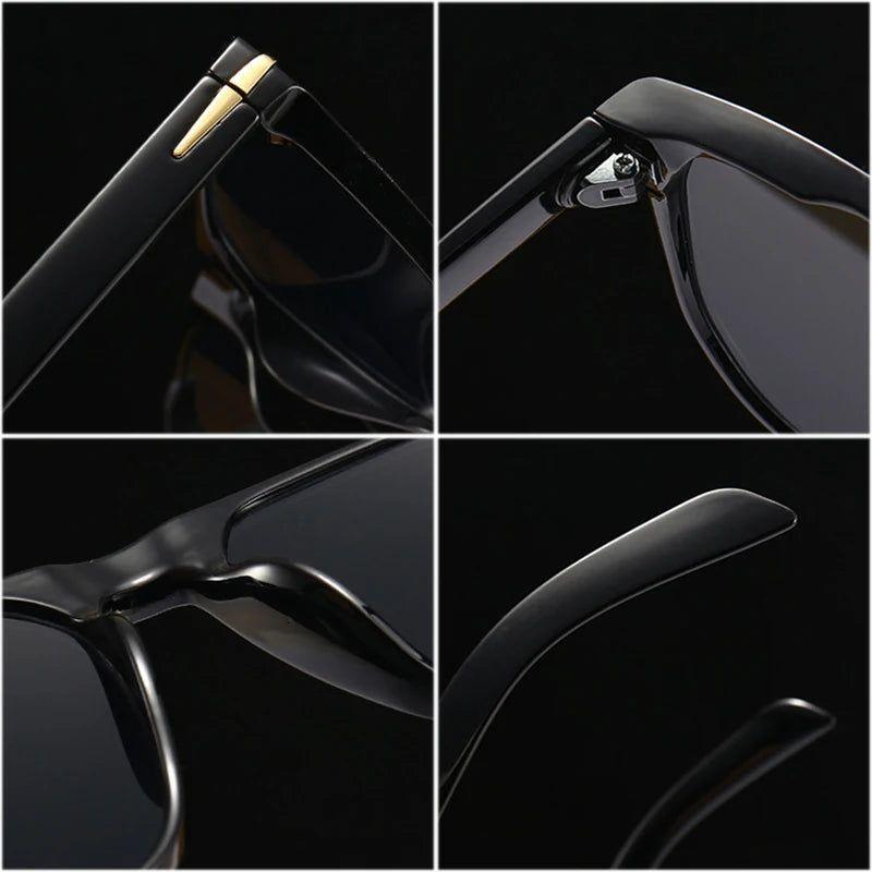 Retro Gradient Square Sunglasses with UV400 Protection and Stylish Rivet Accents - Lucid Fantasy 