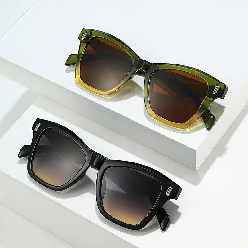 Retro-Inspired Cat Eye Sunglasses with UV400 Protection and Distinctive Rivet Details - Lucid Fantasy 