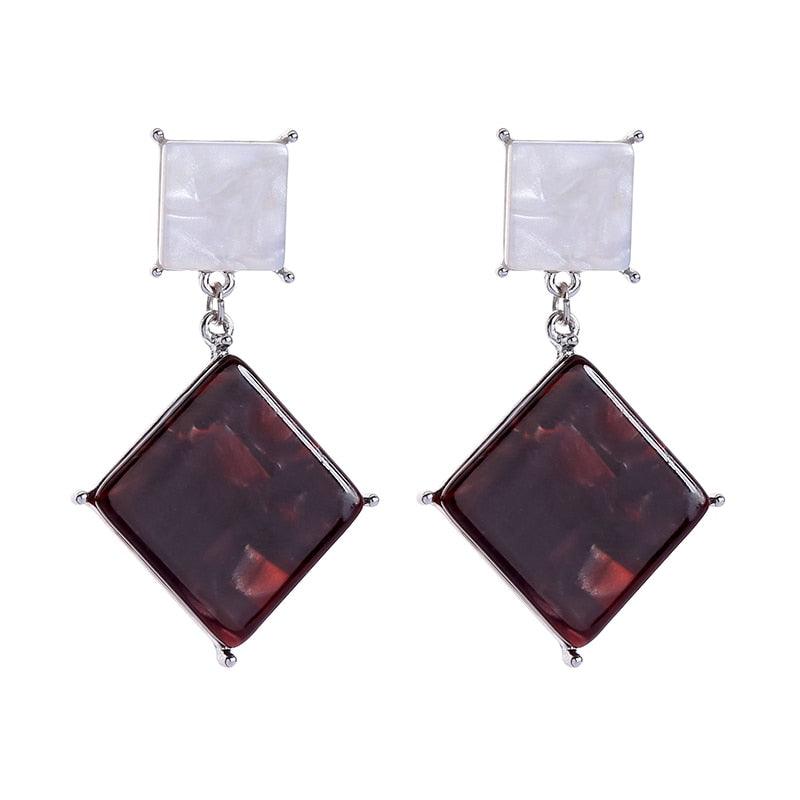 Retro-Inspired Two-Tone Acrylic Sheet Drop Earrings - Lucid Fantasy 