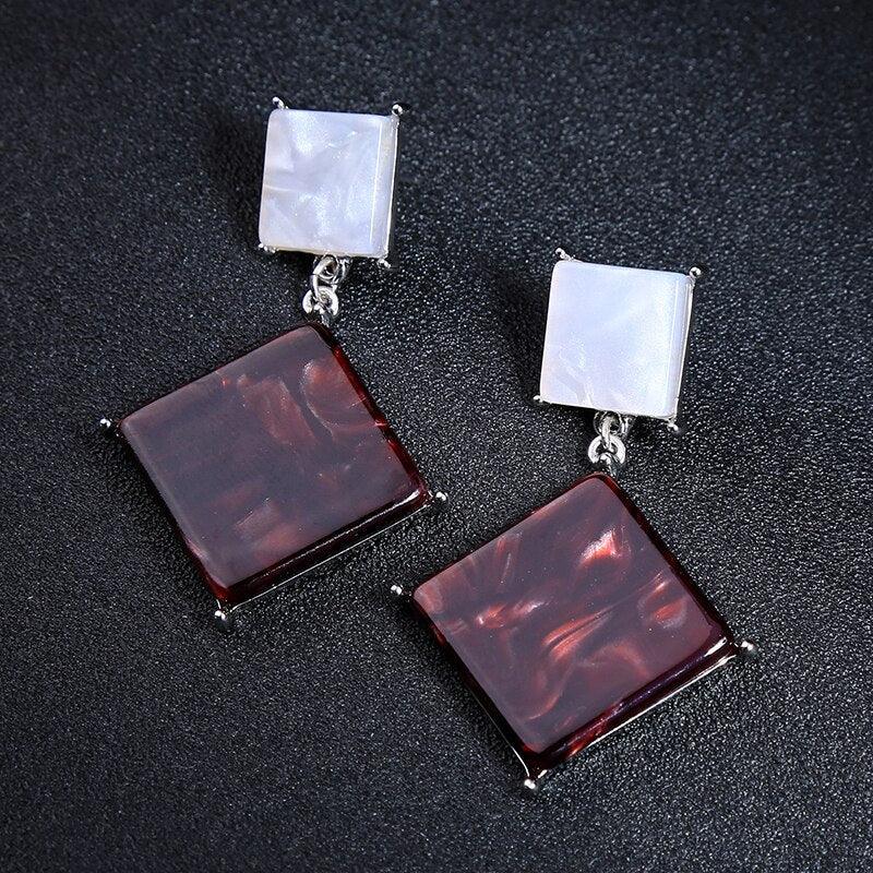 Retro-Inspired Two-Tone Acrylic Sheet Drop Earrings - Lucid Fantasy 