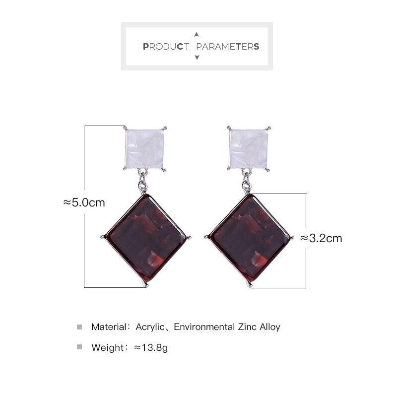 Retro-Inspired Two-Tone Acrylic Sheet Drop Earrings - Lucid Fantasy 