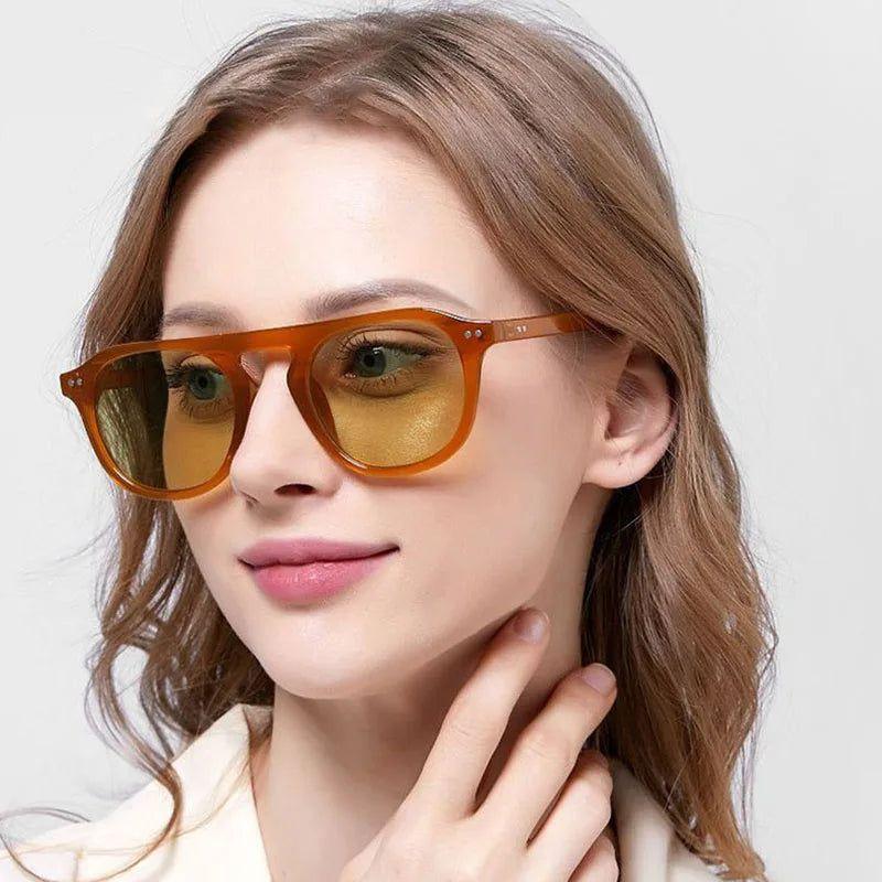 Retro Jelly Frame Round UV400 Sunglasses with Rivet Details - Lucid Fantasy 