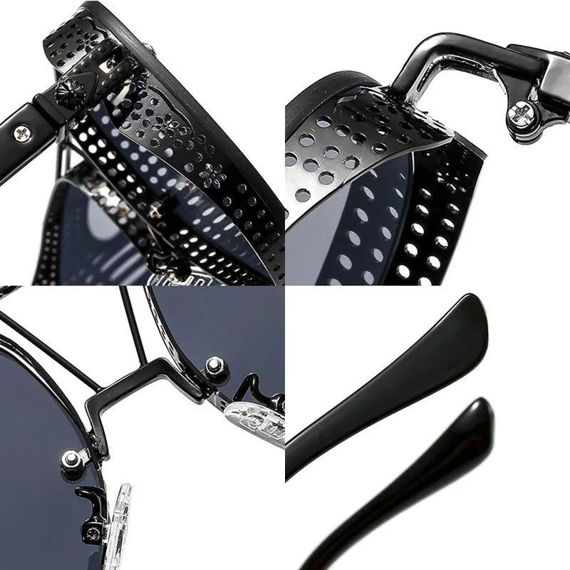 Retro Metal Pilot Gothic Steampunk Sunglasses with UV400 Protection - Lucid Fantasy 