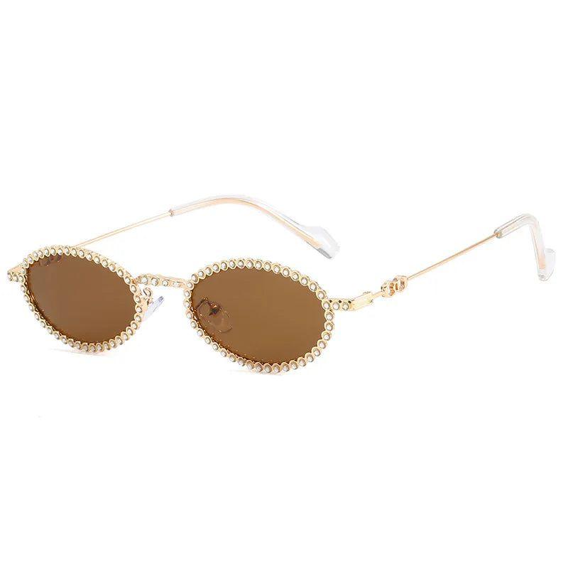 Retro Oval Bling Sunglasses with Diamond Frame - Y2K Punk Style UV400 Fashion Eyewear - Lucid Fantasy 