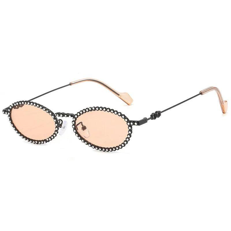 Retro Oval Bling Sunglasses with Diamond Frame - Y2K Punk Style UV400 Fashion Eyewear - Lucid Fantasy 