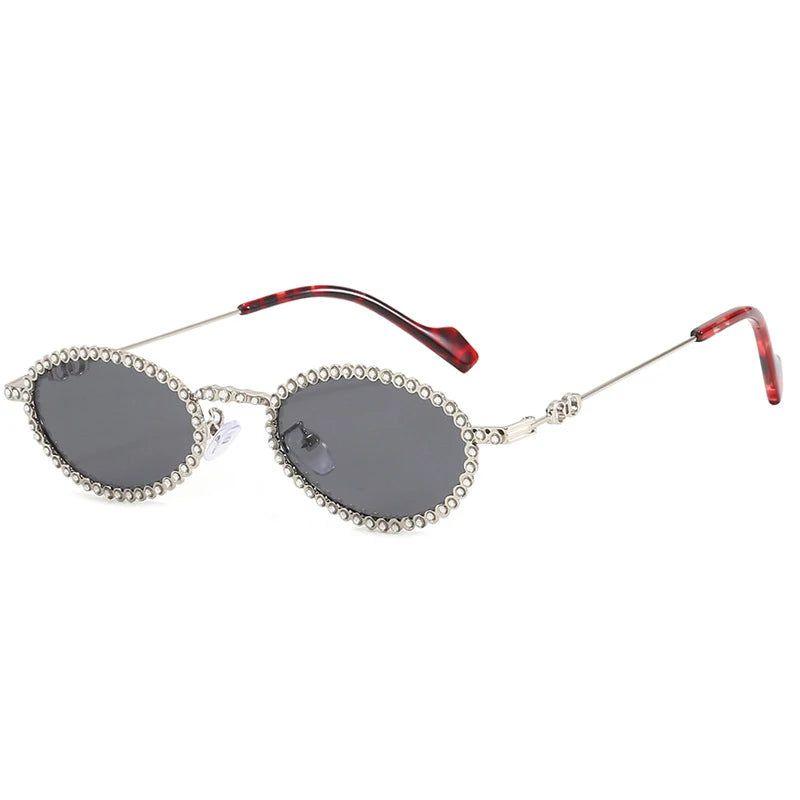 Retro Oval Bling Sunglasses with Diamond Frame - Y2K Punk Style UV400 Fashion Eyewear - Lucid Fantasy 