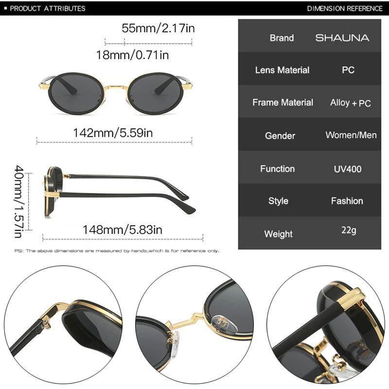 Retro Oval Punk Sunglasses with Gradient UV400 Lenses - Lucid Fantasy 