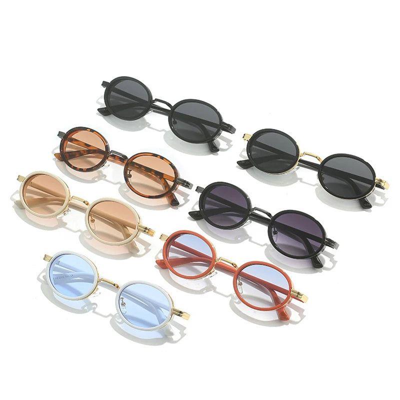 Retro Oval Punk Sunglasses with Gradient UV400 Lenses - Lucid Fantasy 