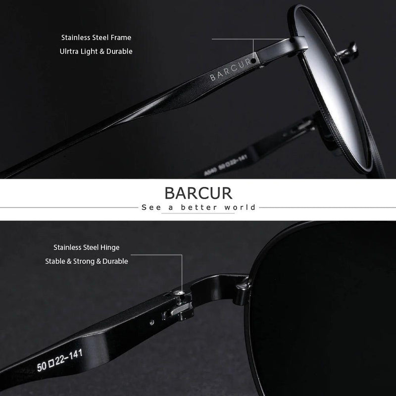 Retro Polarized Men's Sunglasses with UV400 Protection - By Barcur - Lucid Fantasy 