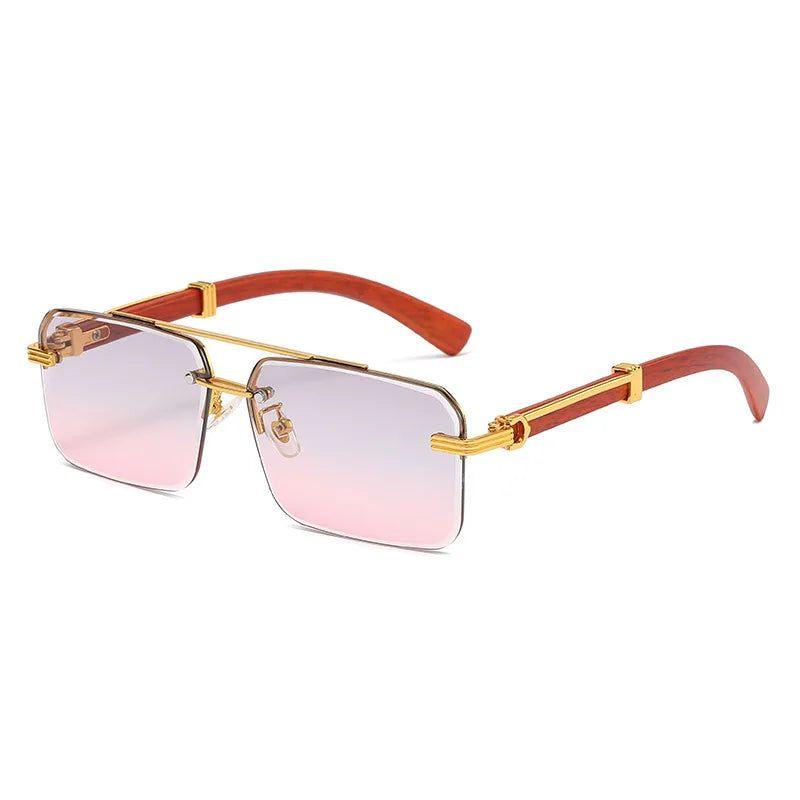 Retro Rimless Square Designer Sunglasses with Diamond Frame and UV400 Protection - Lucid Fantasy 