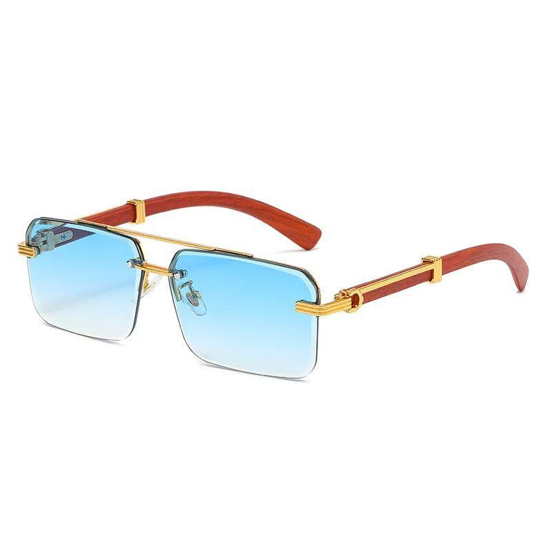 Retro Rimless Square Designer Sunglasses with Diamond Frame and UV400 Protection - Lucid Fantasy 