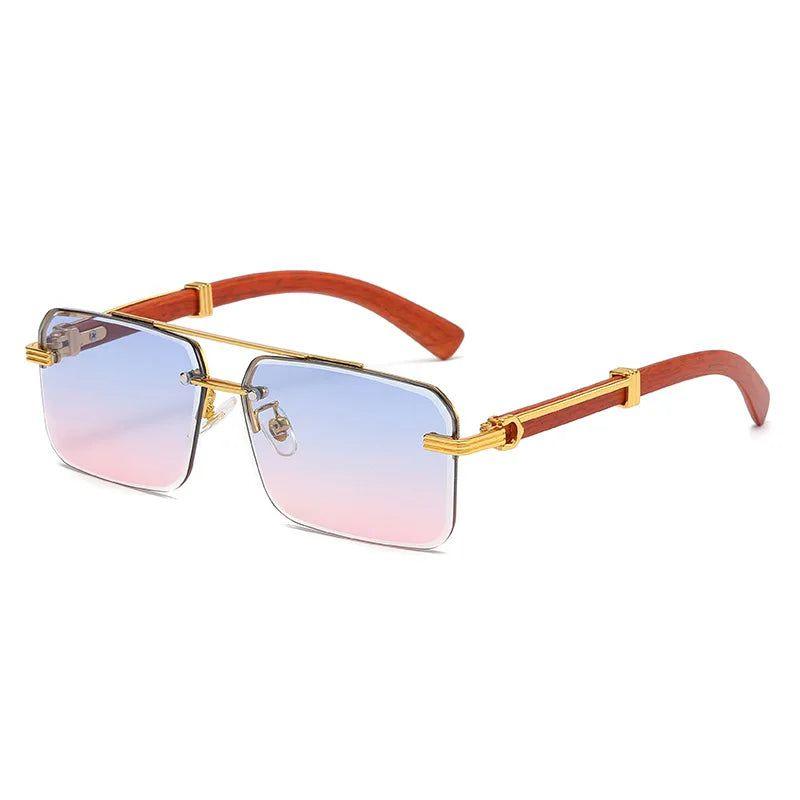 Retro Rimless Square Designer Sunglasses with Diamond Frame and UV400 Protection - Lucid Fantasy 