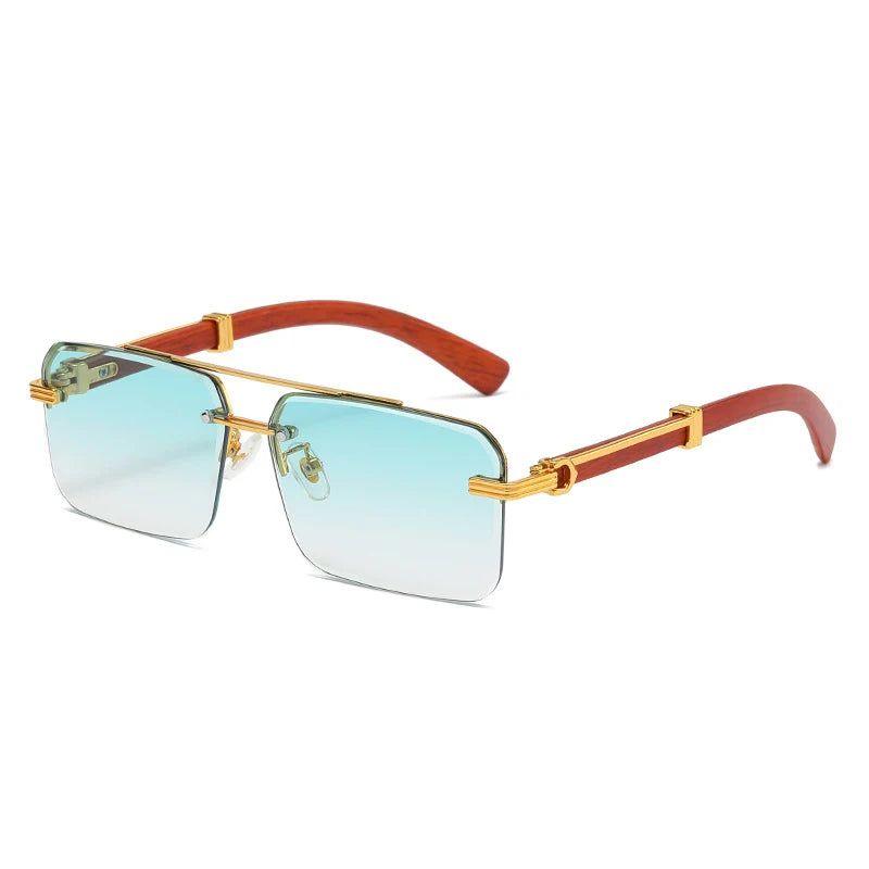 Retro Rimless Square Designer Sunglasses with Diamond Frame and UV400 Protection - Lucid Fantasy 