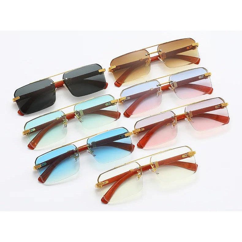 Retro Rimless Square Designer Sunglasses with Diamond Frame and UV400 Protection - Lucid Fantasy 