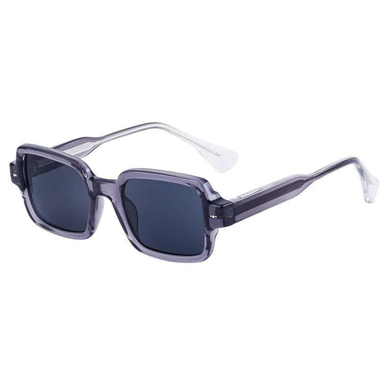 Retro Rivet-Embellished Rectangle Sunglasses with UV400 Protection - Lucid Fantasy 