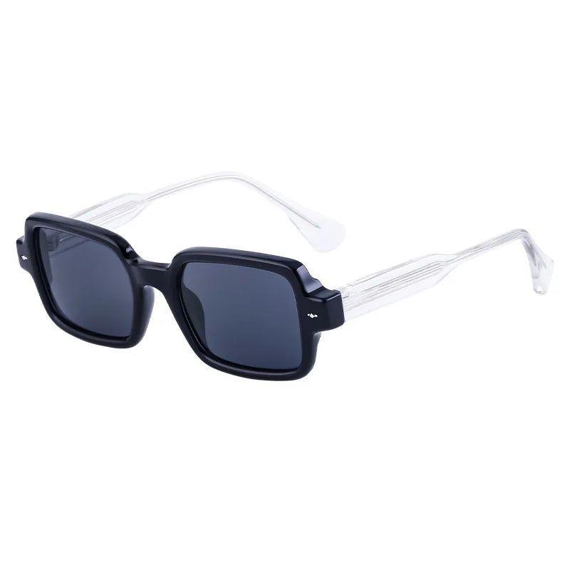 Retro Rivet-Embellished Rectangle Sunglasses with UV400 Protection - Lucid Fantasy 